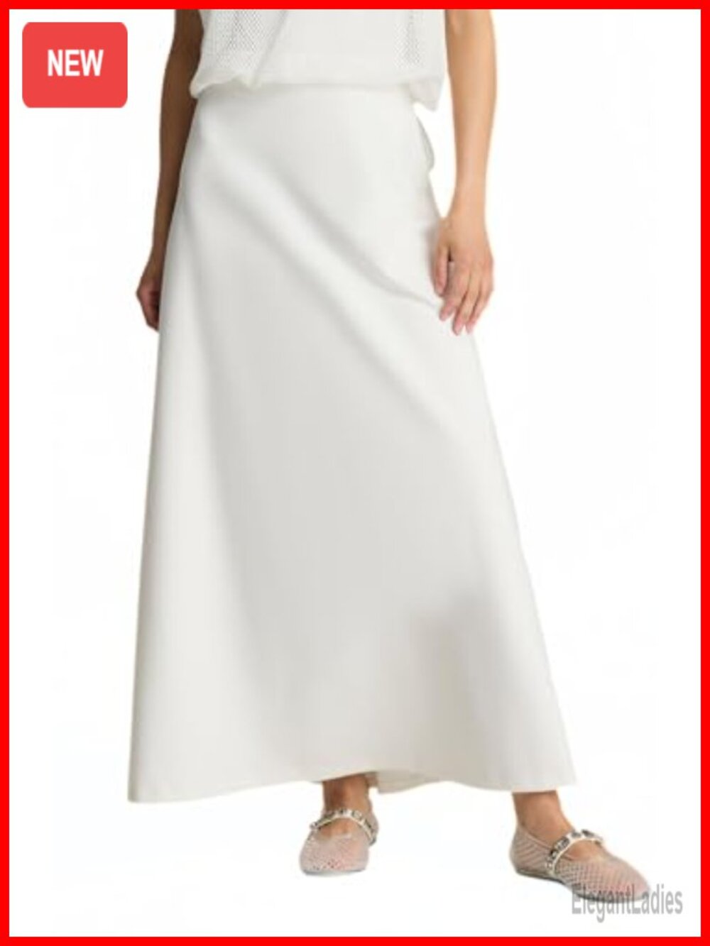 Pull-On Bias Flared Maxi Skirt Wrinkle-Resistant